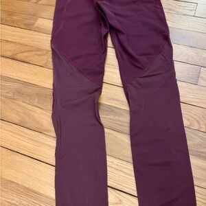 Burgundy Lululemon Align Mesh Ankle Leggings